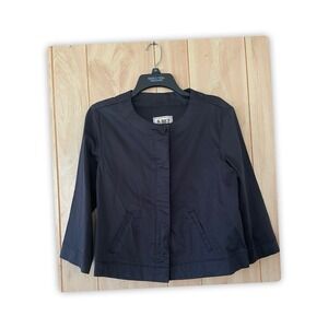 AMI Collar-less Jacket Blouse Cotton Blend, M